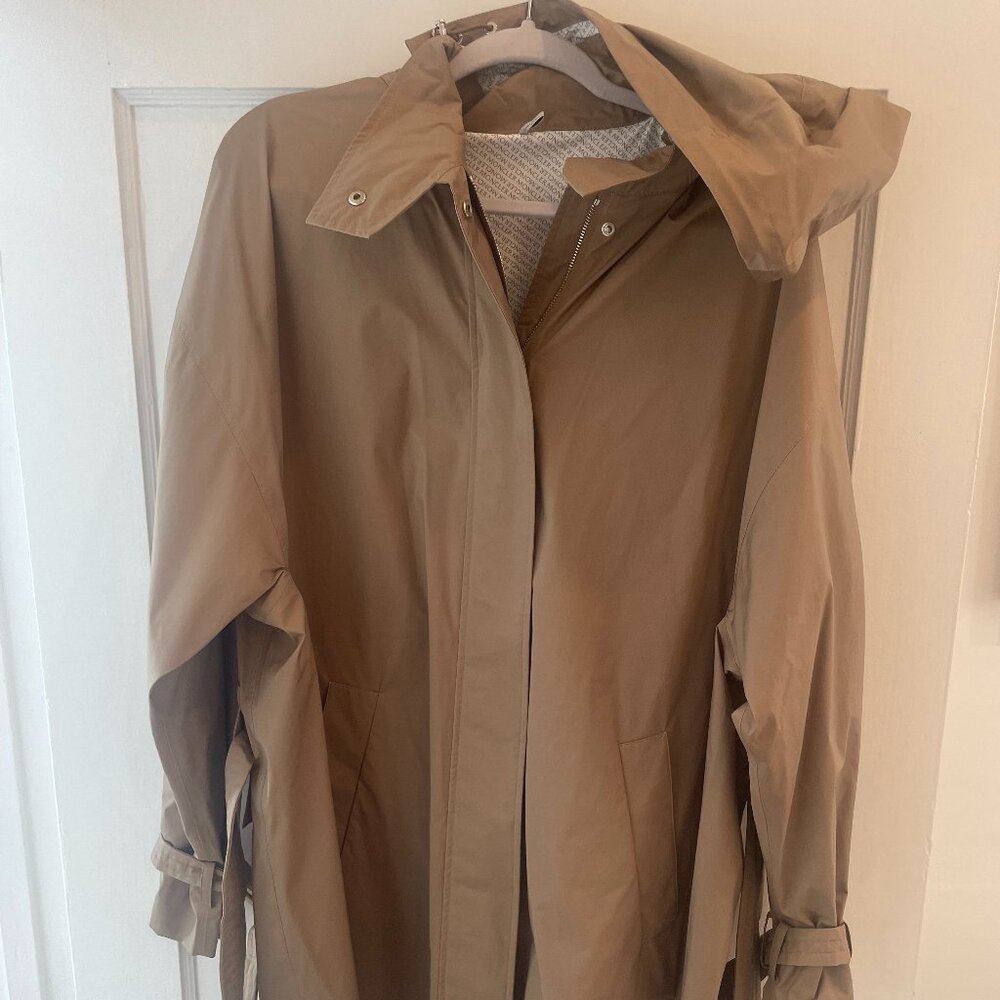 Moncler Hooded Trench Raincoat (Khaki, XL)